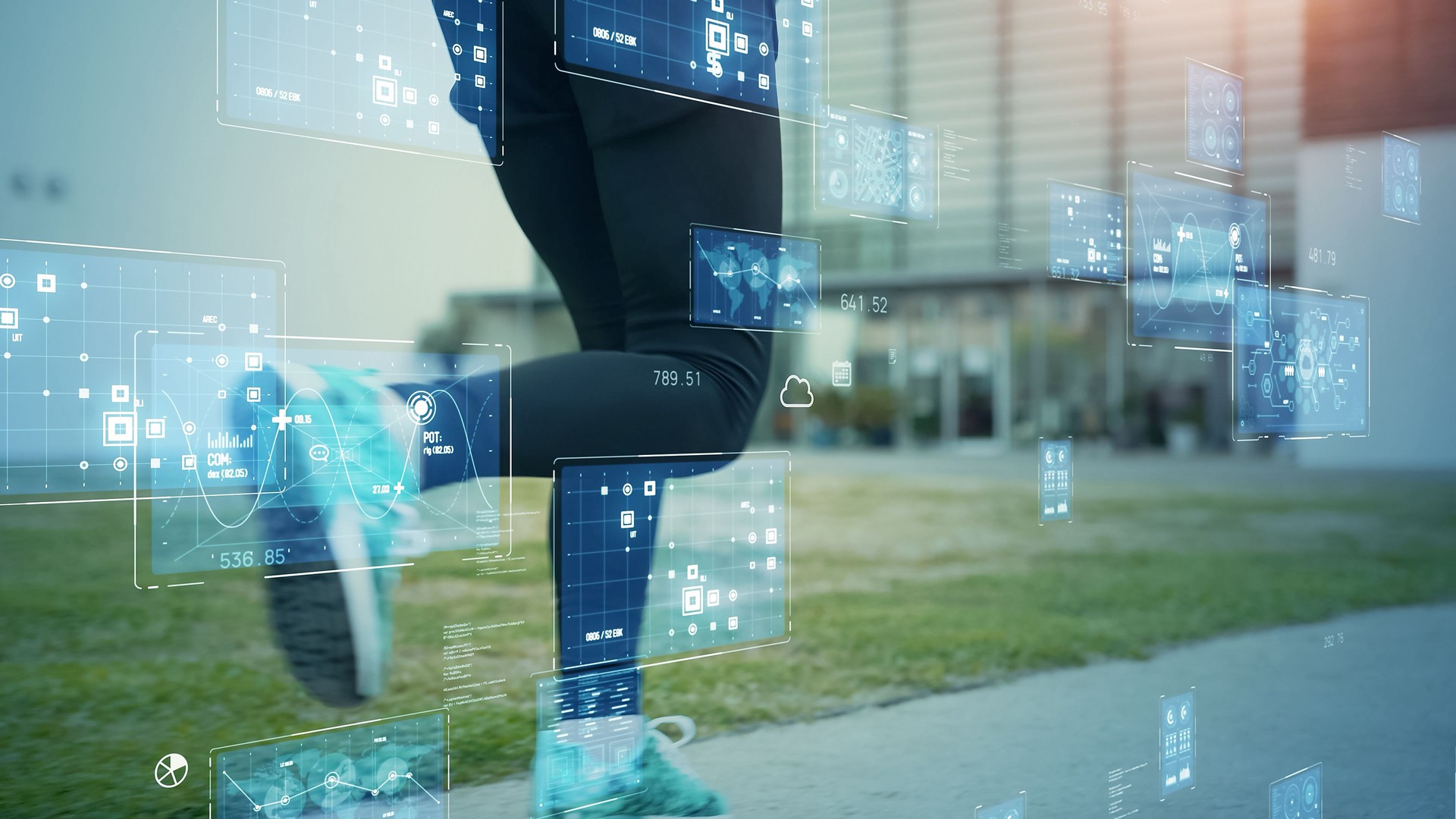 Runner and technology concept. Sports tech.